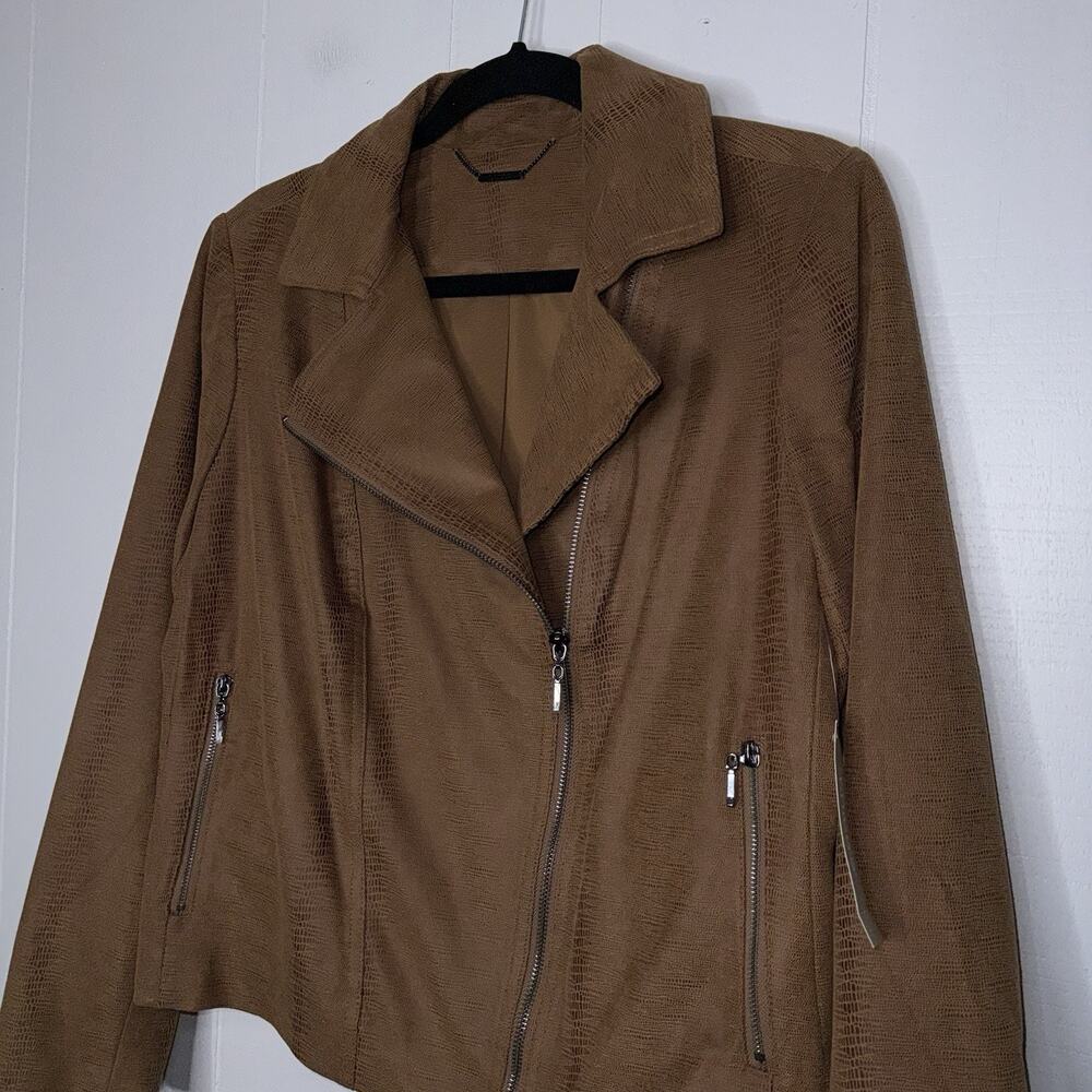 Chico’s Women’s Faux Suede Moto Jacket Brown Size 1, 8/10 NWT - Picture 3 of 6